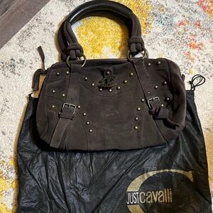 Just Cavalli suede brown leather bag